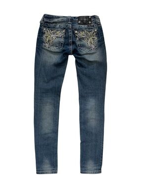 Miss Me Bedazzled Embroidered Low Rise Skinny Jeans